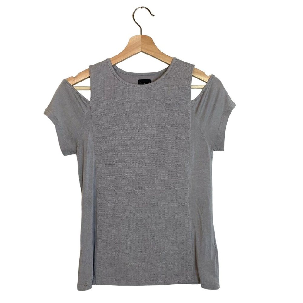 Lime & Vine Callie Cold Shoulder Tee Size XS Gray Blouse Stretch Knit